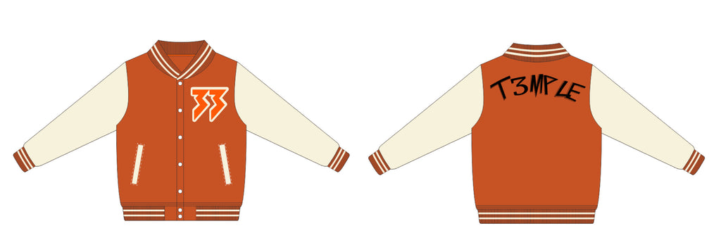 Burnt Orange & Cream Varsity Jacket